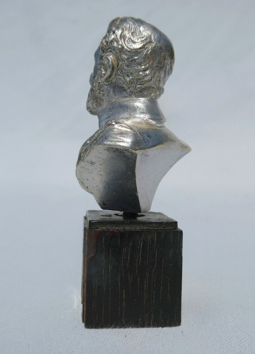 Buste En Bronze Argenté Du Roi Henri IV , Socle En Bois Noirci & écaille , XIXe , Souvenir Royaliste-photo-2