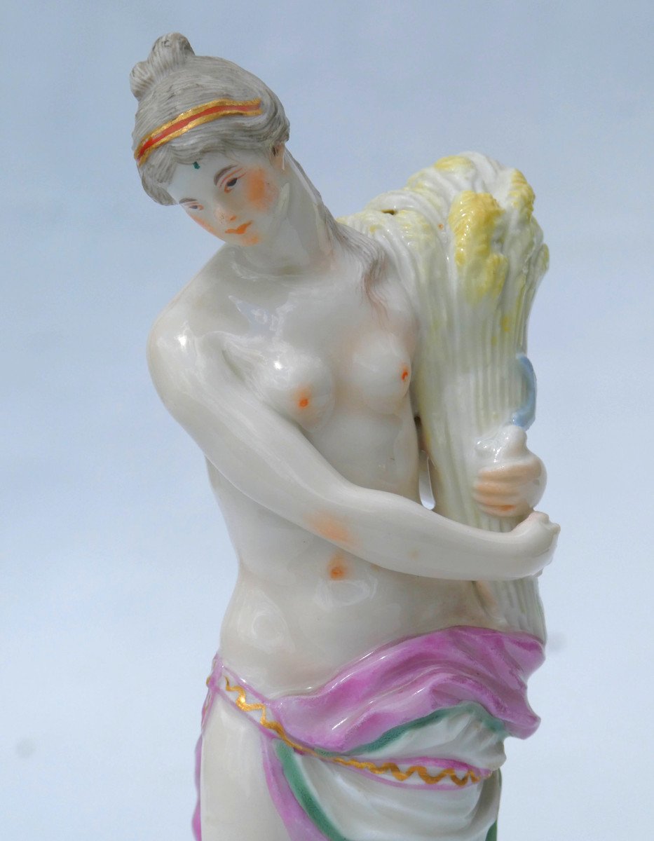 Sujet Mythologique En Porcelaine Allemande Style XVIIIe , Meissen XIXe , Ceres Demeter , Déesse-photo-1