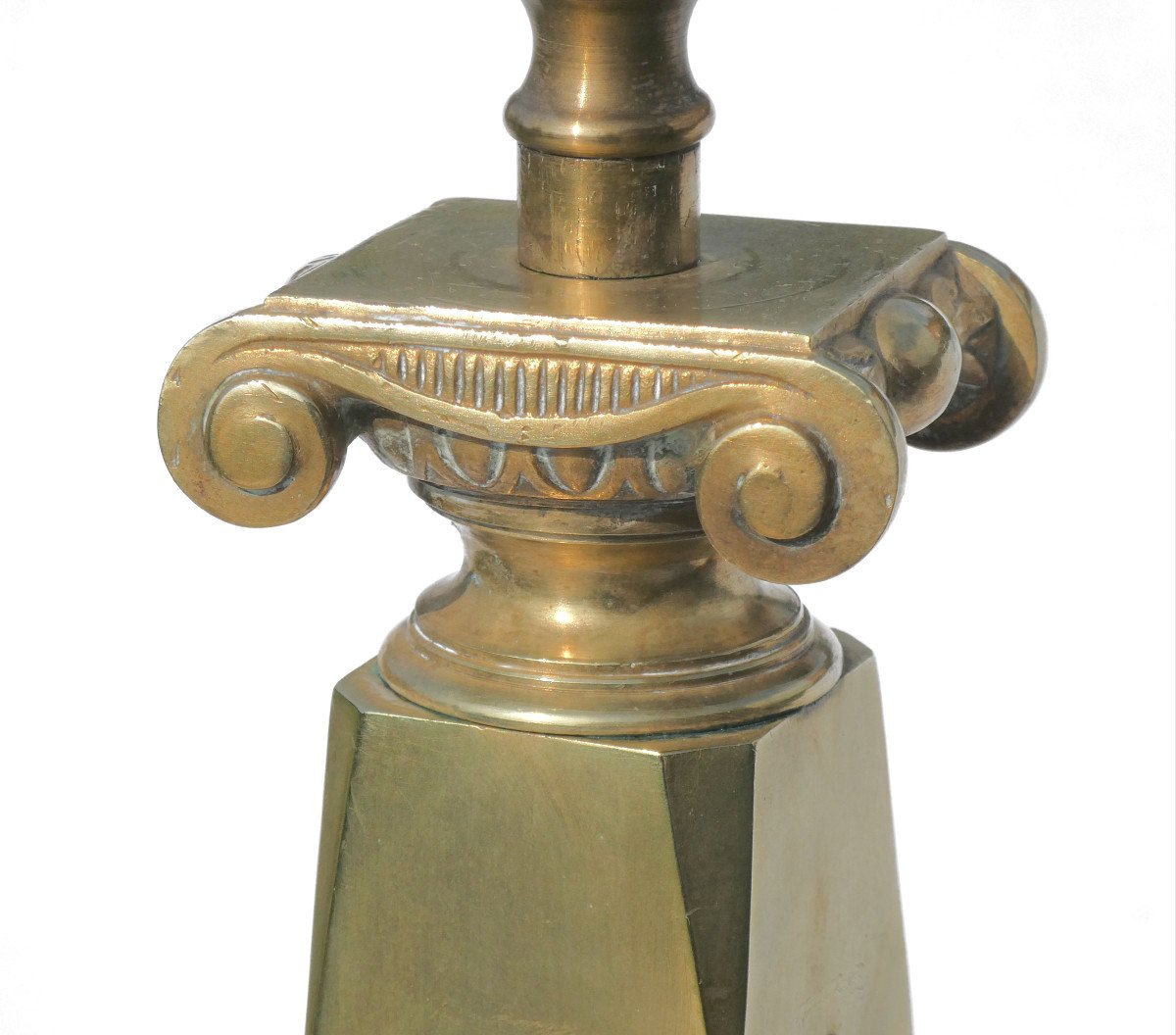Grande Lampe 1925 En Bronze & Verre époque Art Deco Lampadaire Colonne à Chapiteau Ionique 1920-photo-7