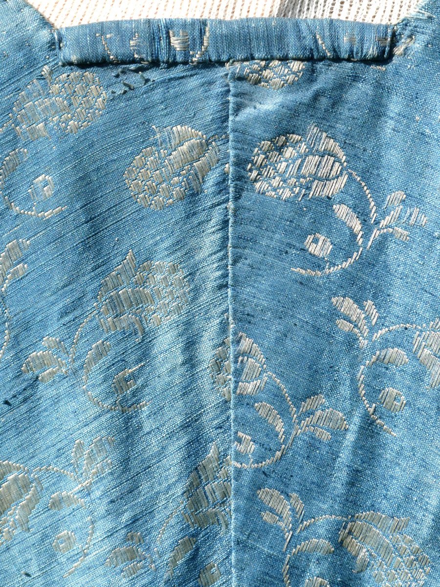 Child's English Dress Eighteenth Century, Costume In Blue Silk And Silver Thread 1760-photo-4