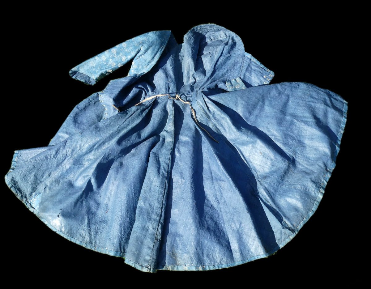 Child's English Dress Eighteenth Century, Costume In Blue Silk And Silver Thread 1760-photo-8