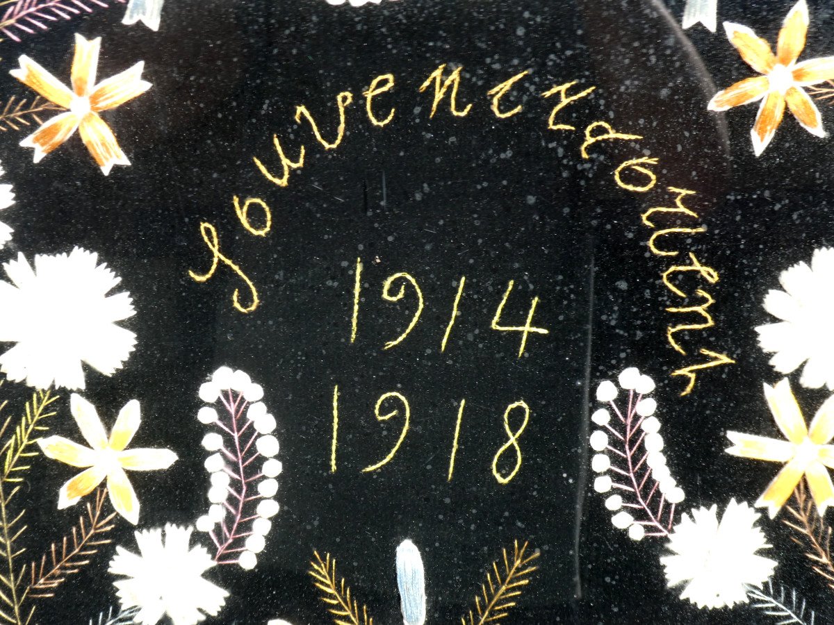 Souvenir Datant De La Premiere Guerre Mondiale Ww1 , Broderie De Soie 1914 1918 , Art Populaire-photo-2