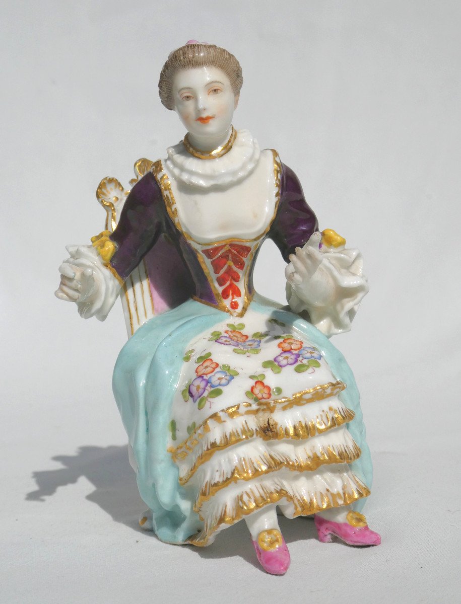 Sujet En Porcelaine Polychrome , Style Meissen XVIIIe Siecle , Samson XIXe , Napoléon III Femme-photo-2