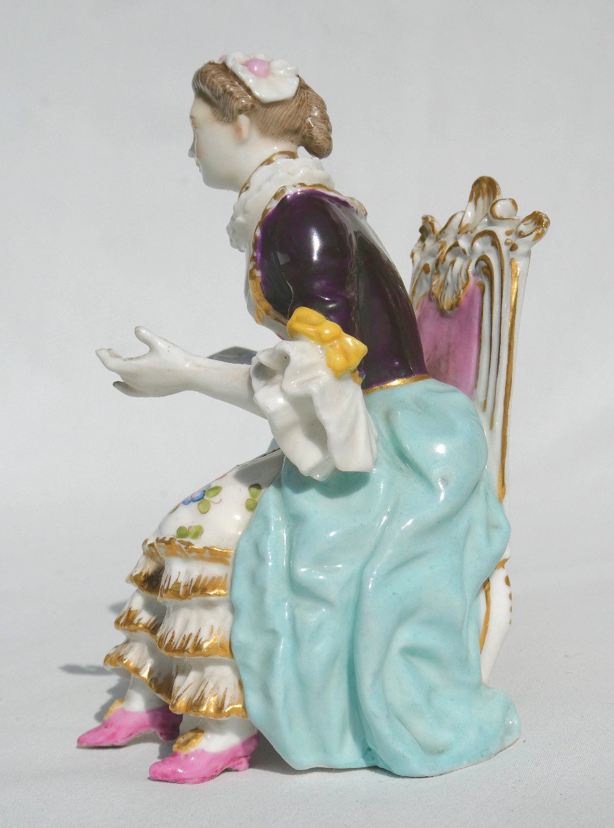 Subject In Polychrome Porcelain, Meissen Style 18th Century, Samson 19th Century, Napoleon III Woman-photo-2