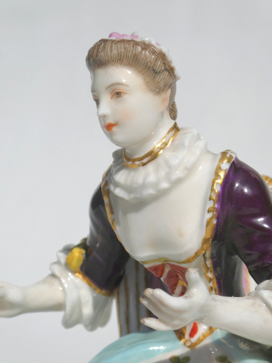 Subject In Polychrome Porcelain, Meissen Style 18th Century, Samson 19th Century, Napoleon III Woman-photo-3