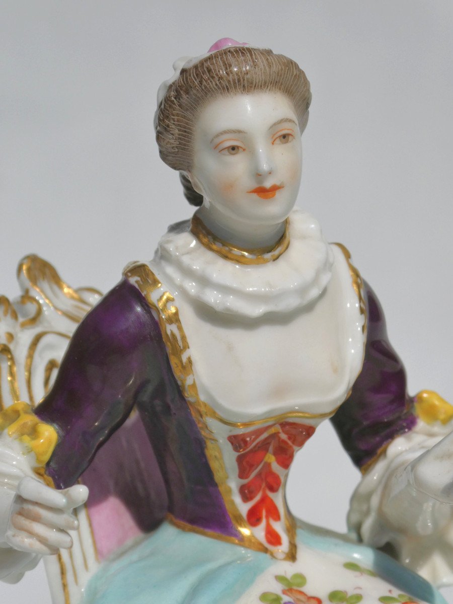 Sujet En Porcelaine Polychrome , Style Meissen XVIIIe Siecle , Samson XIXe , Napoléon III Femme-photo-4