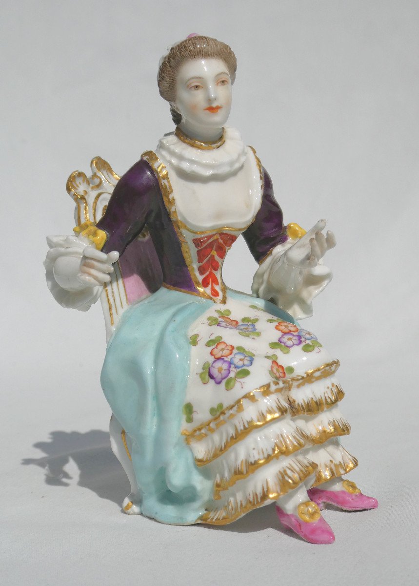 Sujet En Porcelaine Polychrome , Style Meissen XVIIIe Siecle , Samson XIXe , Napoléon III Femme-photo-5