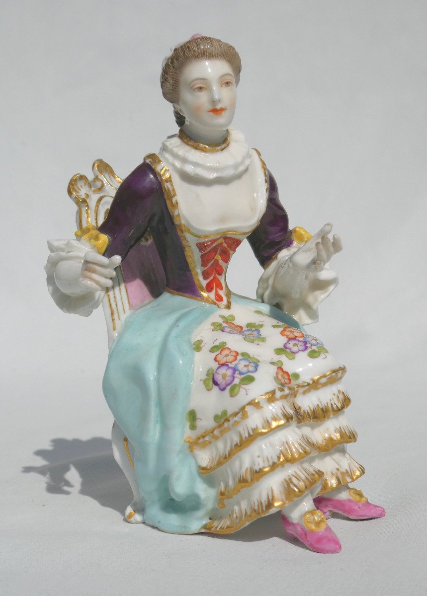 Subject In Polychrome Porcelain, Meissen Style 18th Century, Samson 19th Century, Napoleon III Woman-photo-5