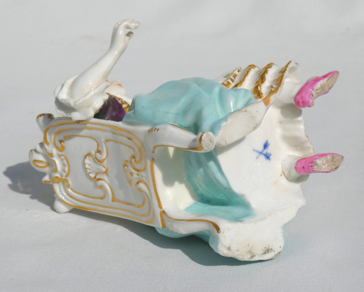 Subject In Polychrome Porcelain, Meissen Style 18th Century, Samson 19th Century, Napoleon III Woman-photo-7