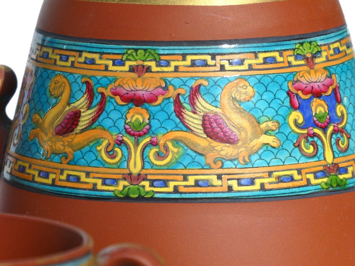 Service Thé / Café Terre Cuite Emaillée Watcombe Christopher Dresser Napoléon III Sevres XIXe-photo-1