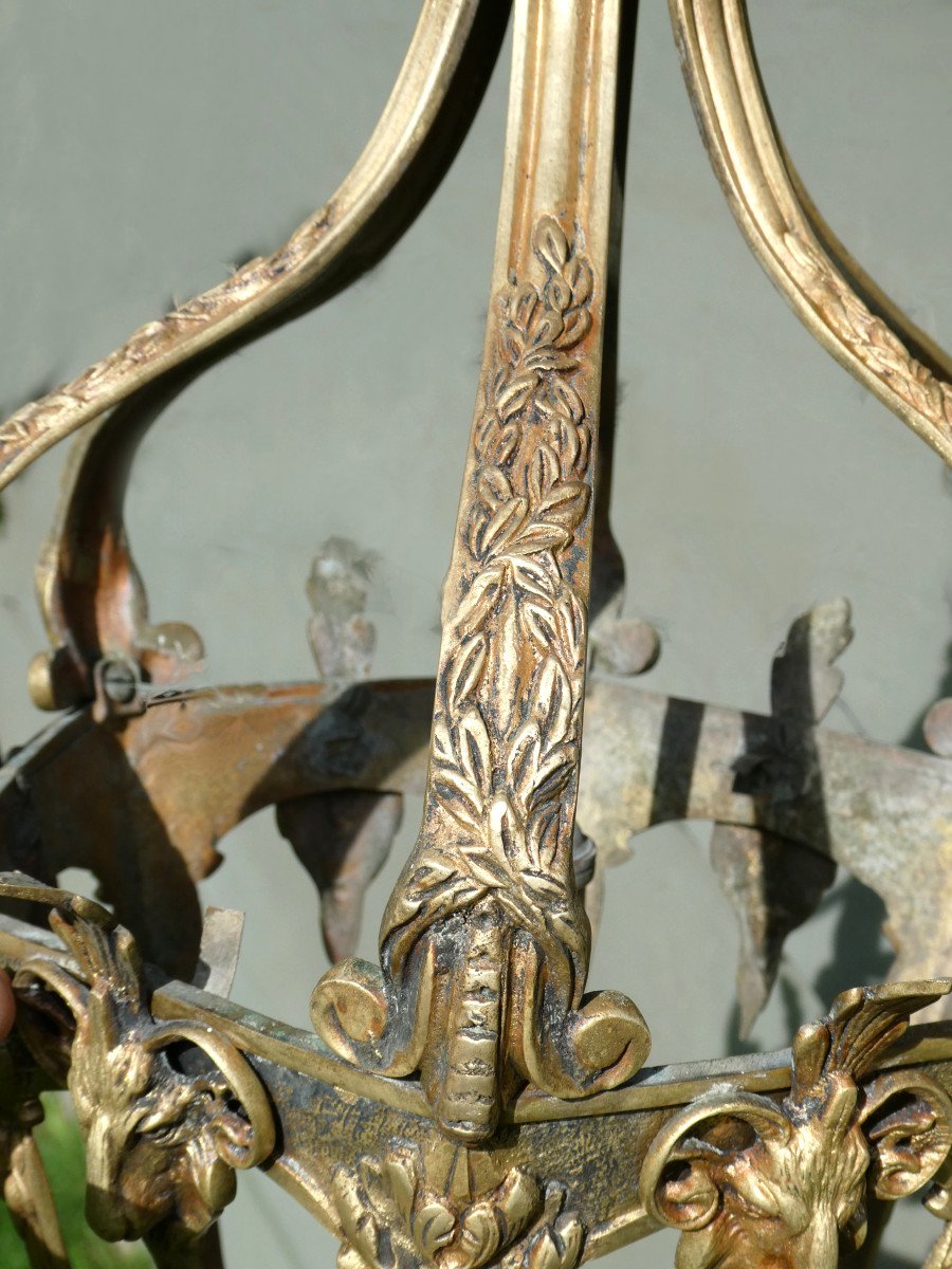 Louis XVI Style Vestibule Lantern, 19th Century Period, Ram's Heads, Marie Antoinette-photo-4