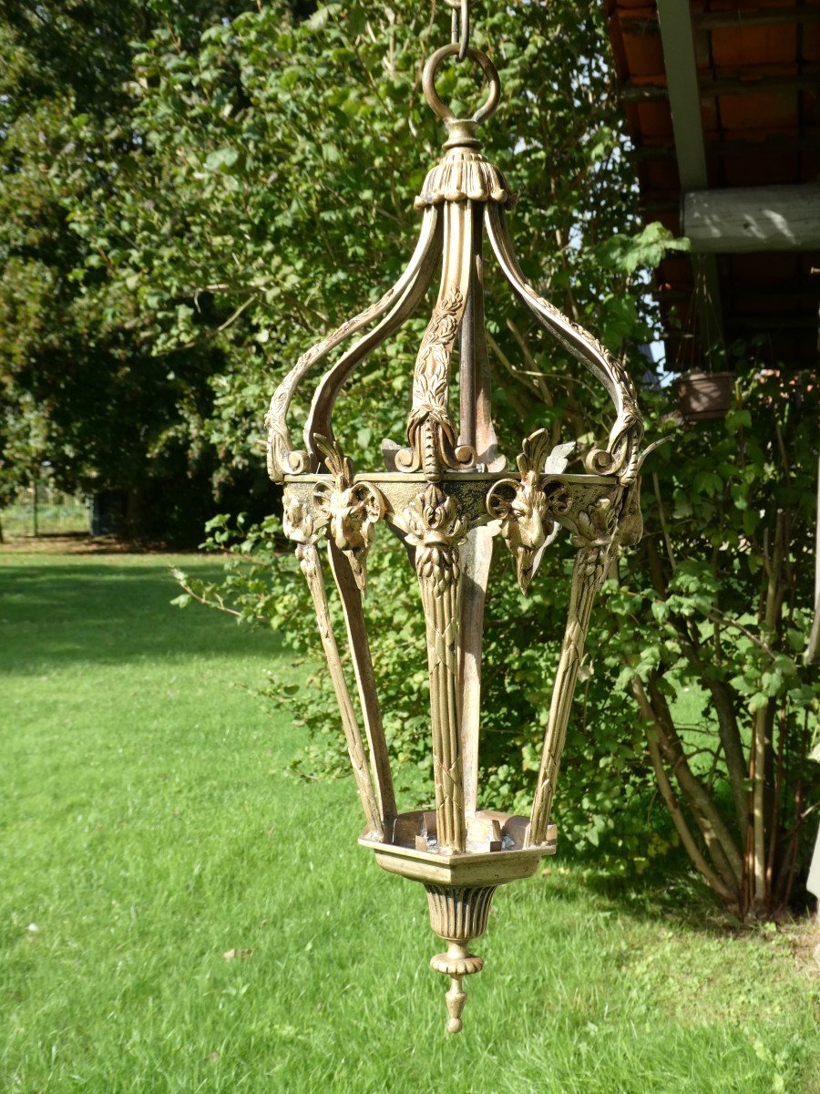 Lanterne De Vestibule Style Louis XVI , Epoque XIXe Siecle , Têtes De Belier , Marie Antoinette-photo-1