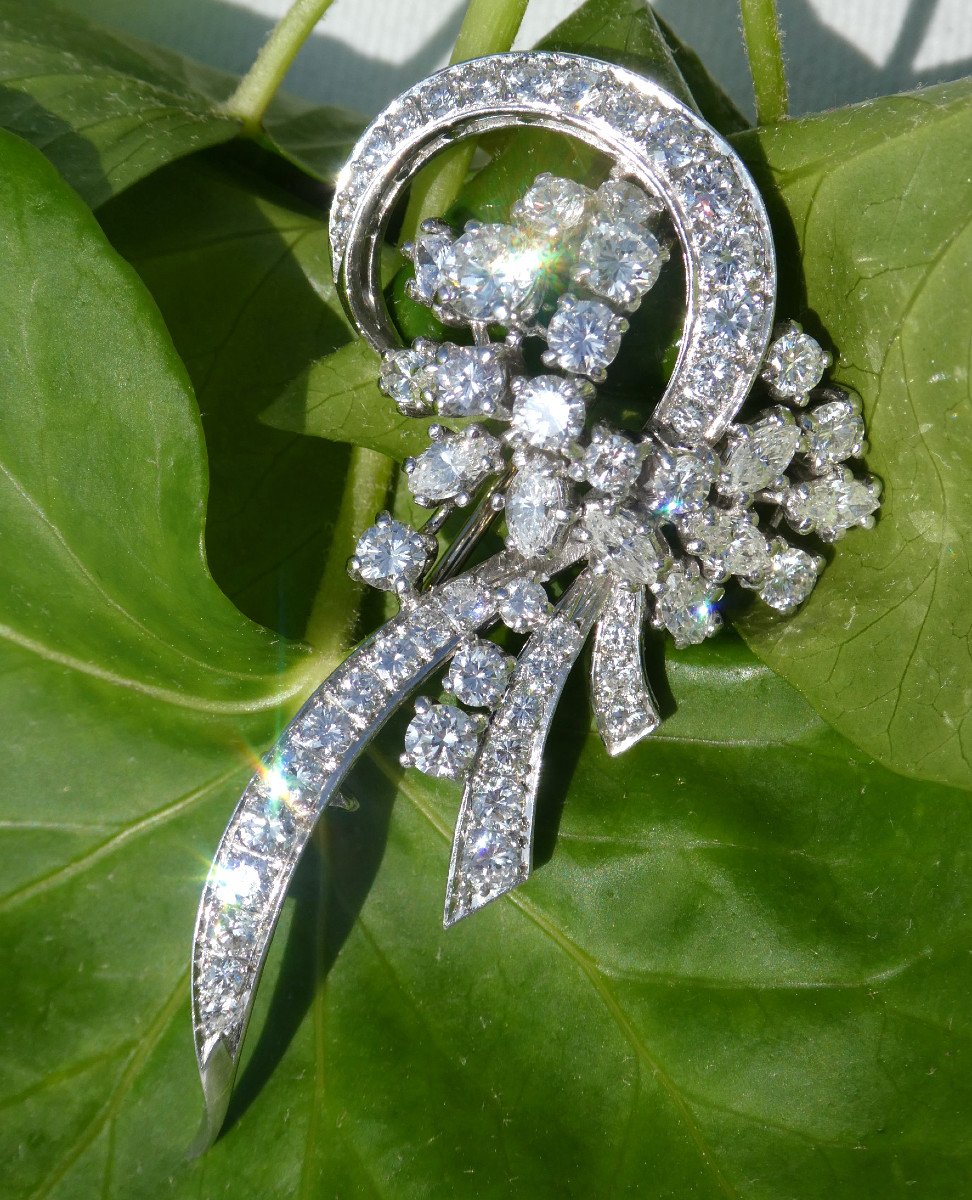 Ribbon Knot Brooch, In Platinum & Diamonds, Art Deco, Jewel 1930, Jewel-photo-3