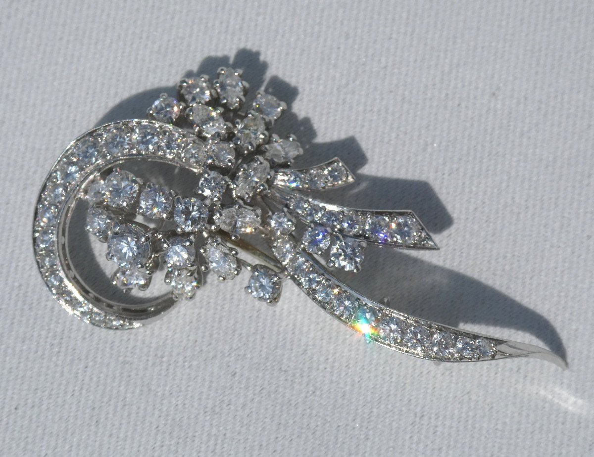 Ribbon Knot Brooch, In Platinum & Diamonds, Art Deco, Jewel 1930, Jewel-photo-4