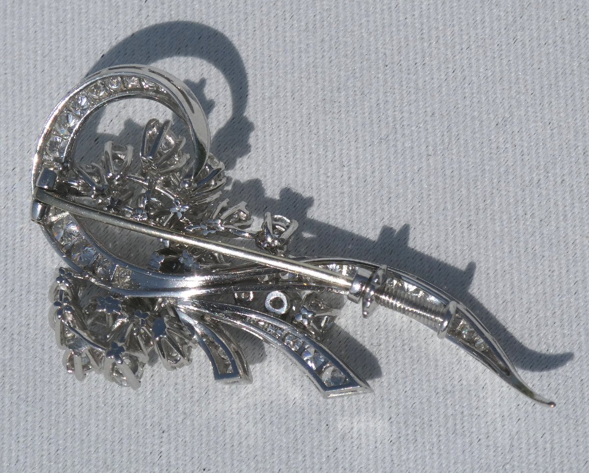 Ribbon Knot Brooch, In Platinum & Diamonds, Art Deco, Jewel 1930, Jewel-photo-1
