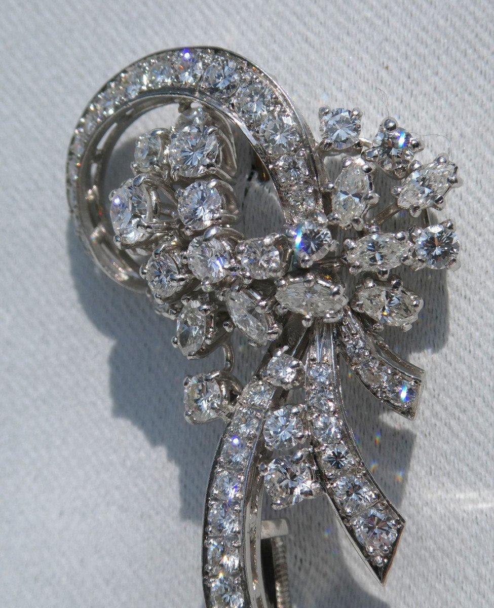 Ribbon Knot Brooch, In Platinum & Diamonds, Art Deco, Jewel 1930, Jewel-photo-2