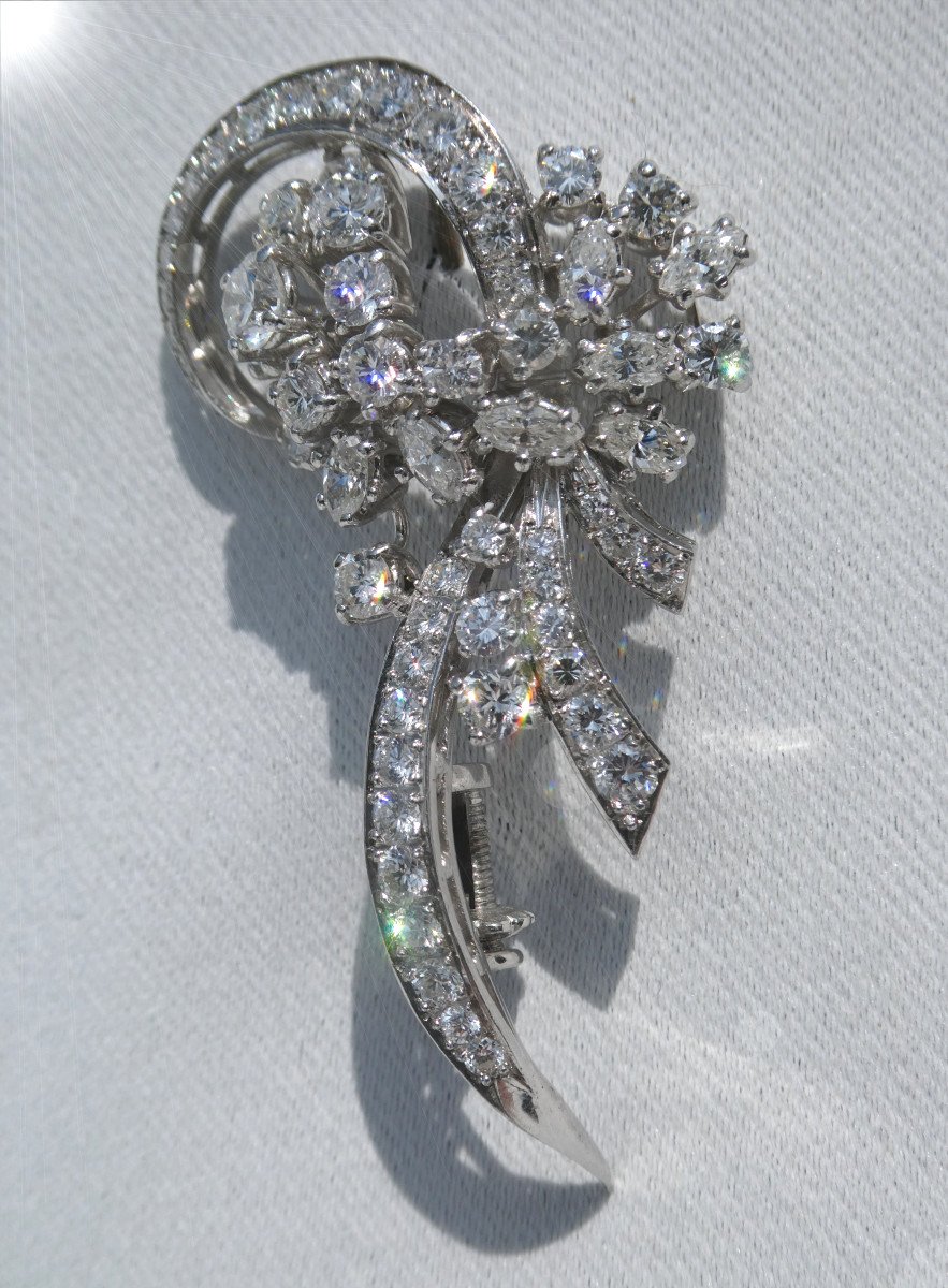 Ribbon Knot Brooch, In Platinum & Diamonds, Art Deco, Jewel 1930, Jewel-photo-3