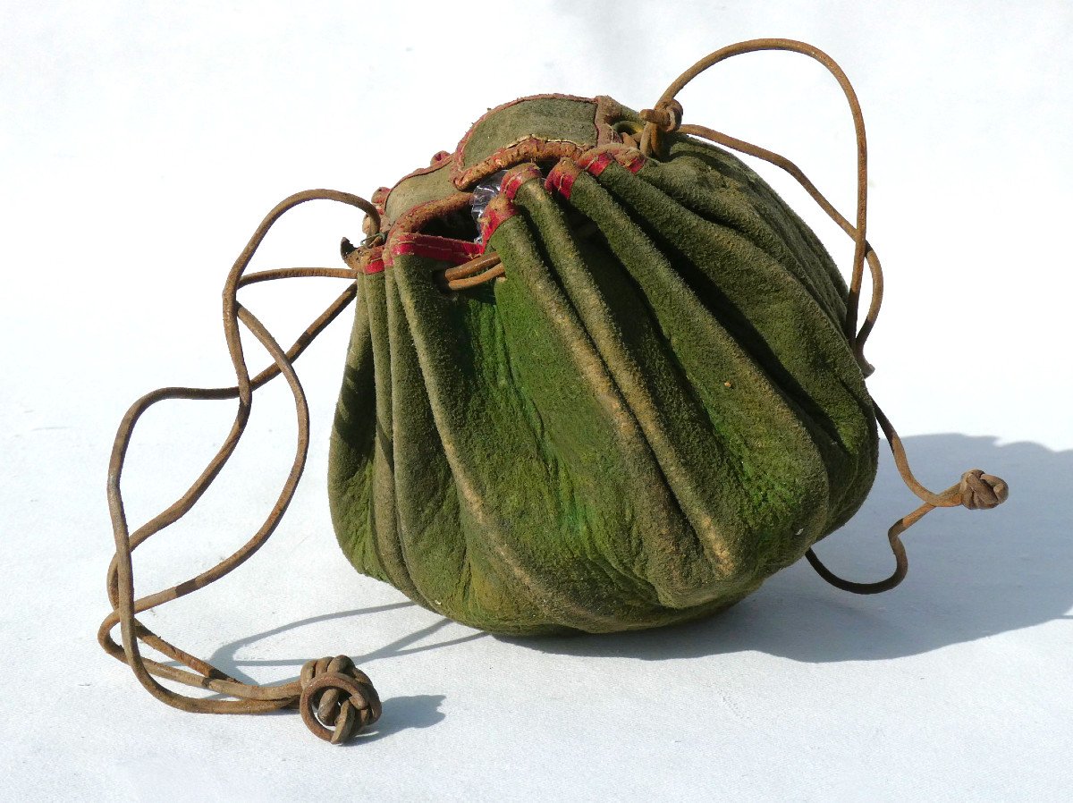 Bourse &agrave; Jeux / Jetons En Cuir , &eacute;poque XVIIIe Siecle , Aumoniere , Reticule -photo-2