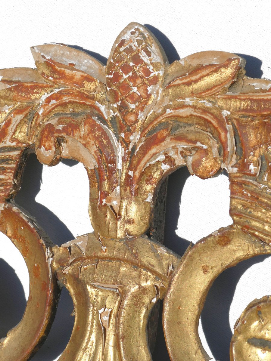 Mirror In Golden Wood, 18th Century Period, Fronton Model, France, Mercury Glass , Louis XVI Style-photo-2