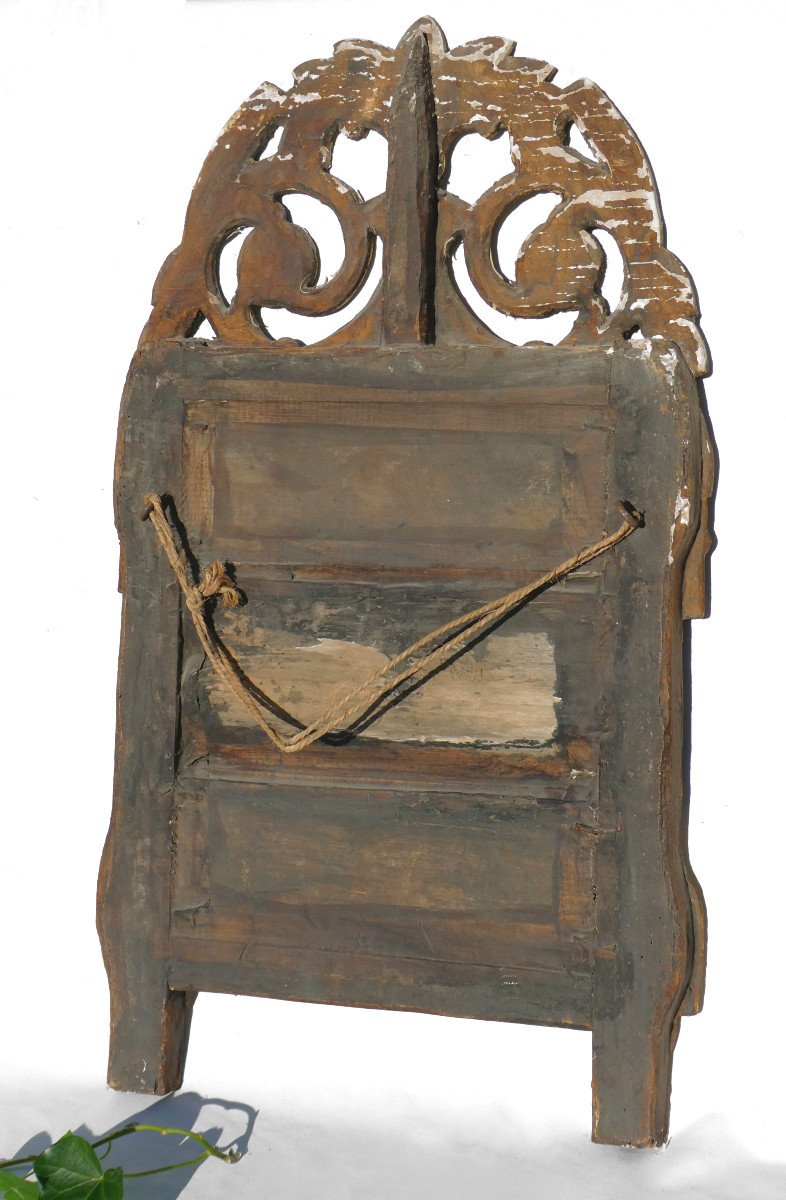Mirror In Golden Wood, 18th Century Period, Fronton Model, France, Mercury Glass , Louis XVI Style-photo-4