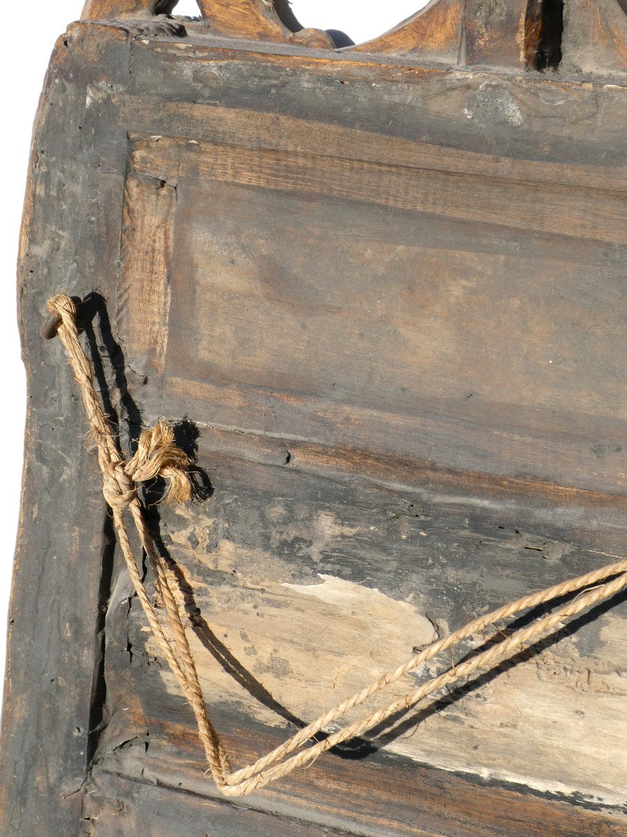 Mirror In Golden Wood, 18th Century Period, Fronton Model, France, Mercury Glass , Louis XVI Style-photo-6