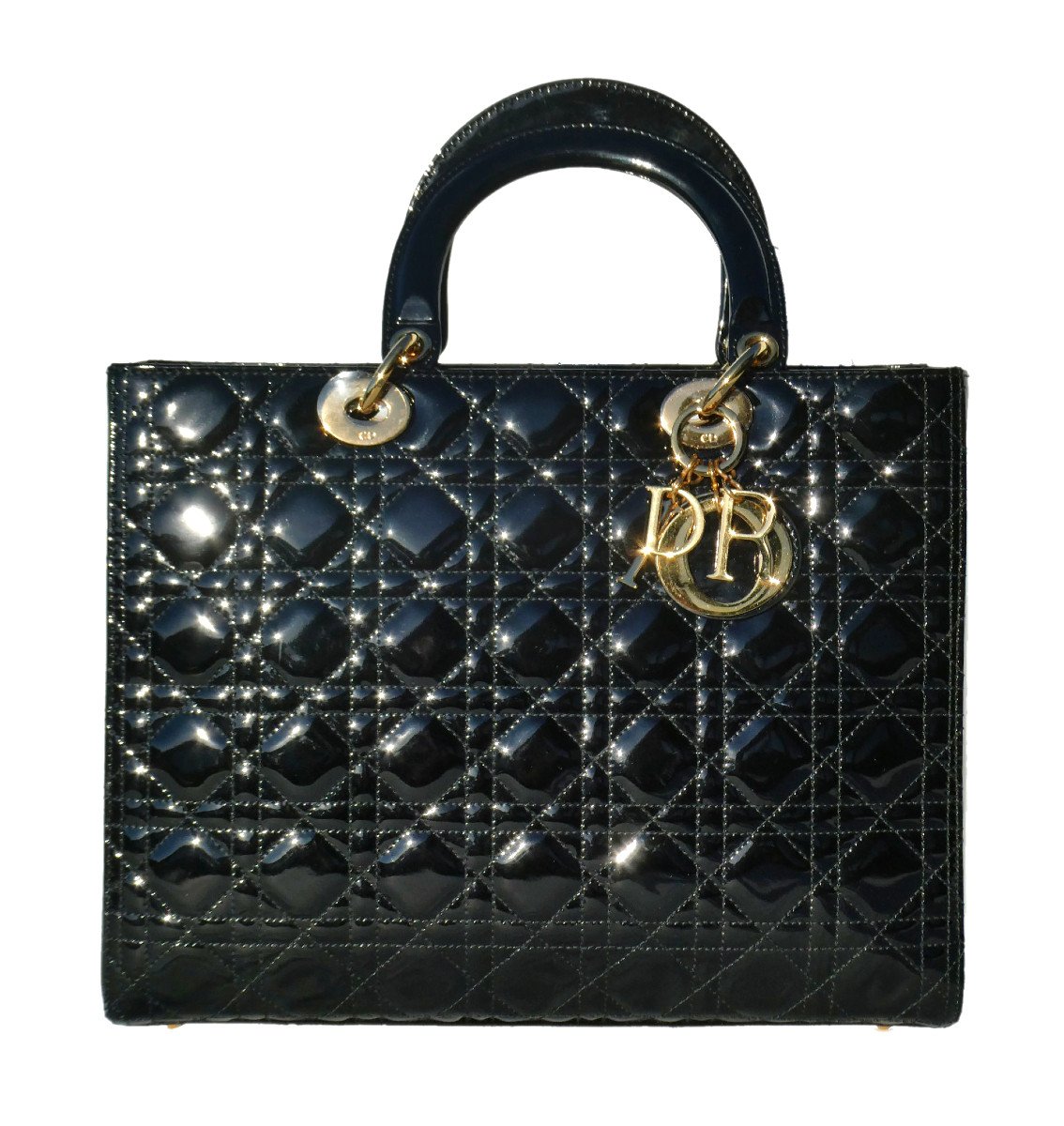 SAC à main en cuir matelassé lady dior , avec boite d'origine , christian dior-photo-3