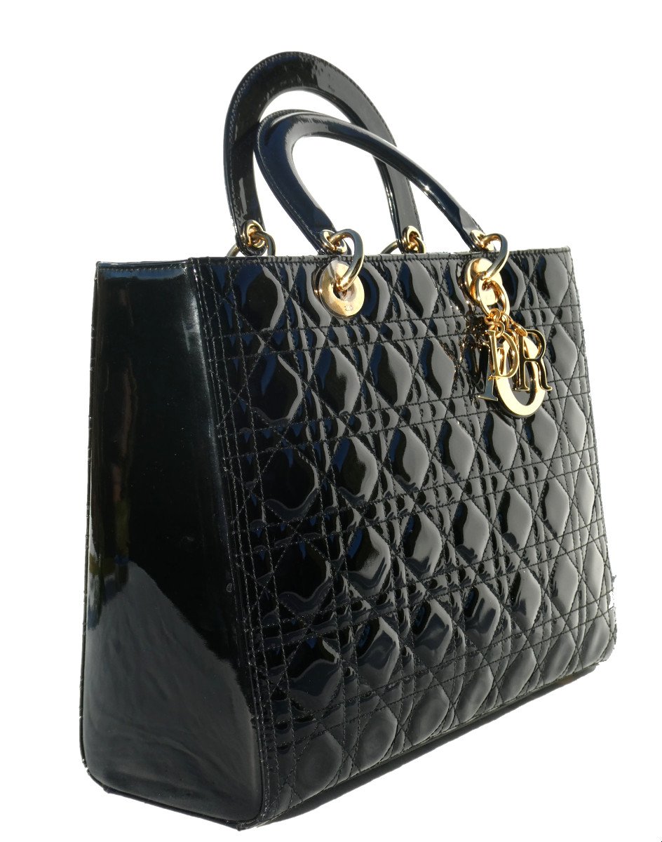 SAC à main en cuir matelassé lady dior , avec boite d'origine , christian dior-photo-4
