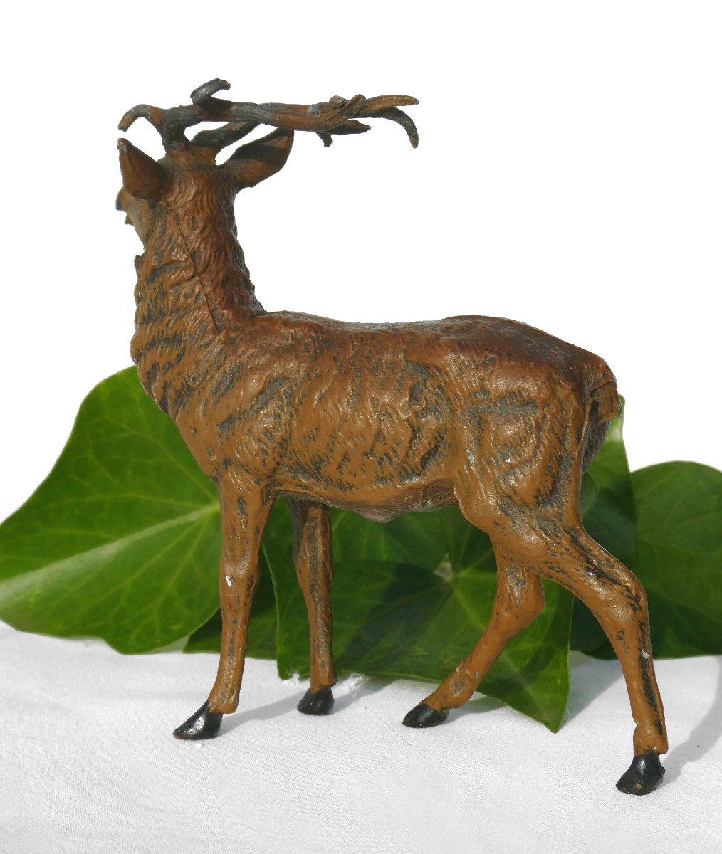 Lead From Nuremberg Late 19th Century Period, Deer, Napoleon III Animal Subject, Vienna Bronze-photo-2