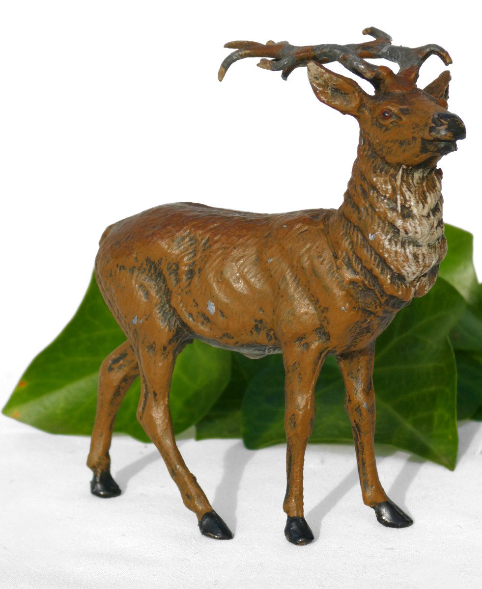 Lead From Nuremberg Late 19th Century Period, Deer, Napoleon III Animal Subject, Vienna Bronze-photo-1