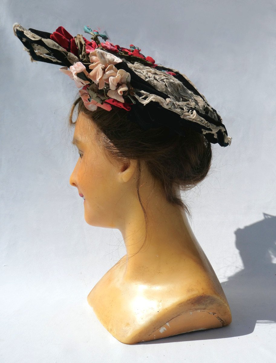 Chapeau époque Fin XIXe Siecle , Capeline Vers 1890-1900 , Mode , Costume-photo-3
