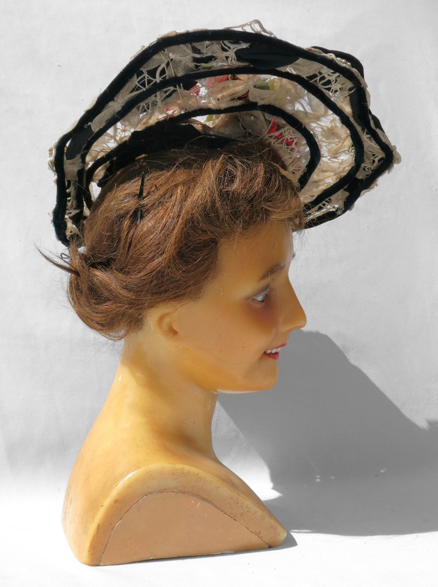 Chapeau époque Fin XIXe Siecle , Capeline Vers 1890-1900 , Mode , Costume-photo-5