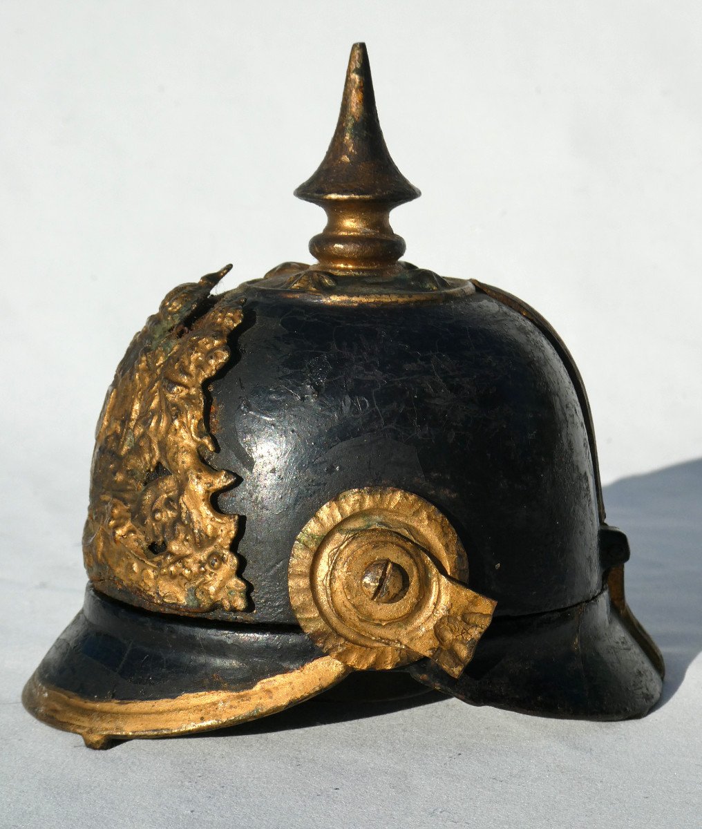 Office Inkwell In The Shape Of A Pointed Helmet, 19th Century Militaria, Writing Object, Prussia-photo-3