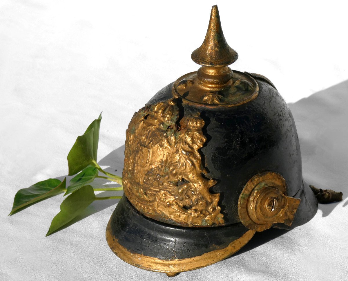 Office Inkwell In The Shape Of A Pointed Helmet, 19th Century Militaria, Writing Object, Prussia-photo-2