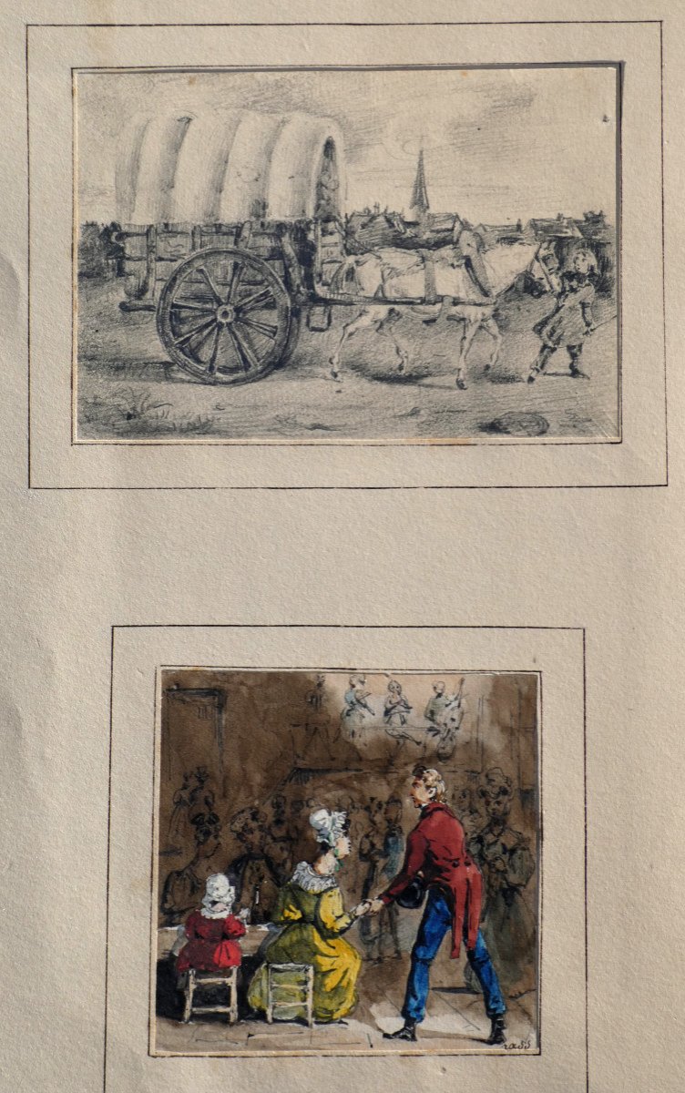 19th Century Travel Album, Collection Of 58 Drawings And Watercolors, Grand Tour, Italy-photo-7