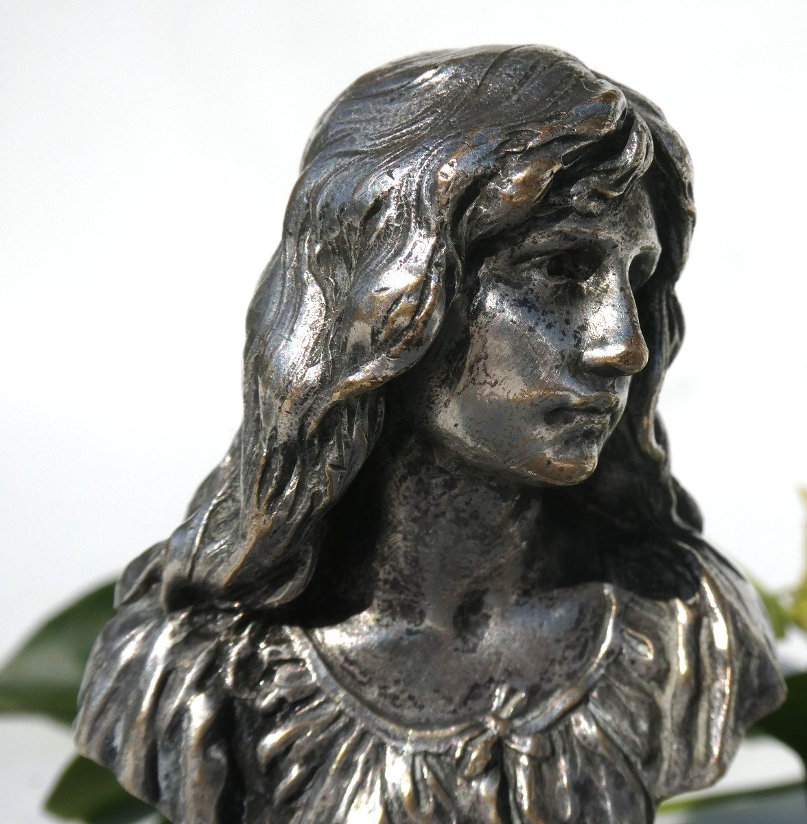 Sceau à Cacheter En Bronze Argenté , Jeune Femme Art Nouveau Signé Paul Mengin , Tampon à Cire-photo-6