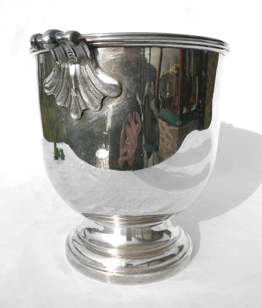Paire De Seaux &agrave; Champagne En M&eacute;tal Argent&eacute; Blason &amp; Couronne De Marquis , Lion Heraldique XIXe-photo-2
