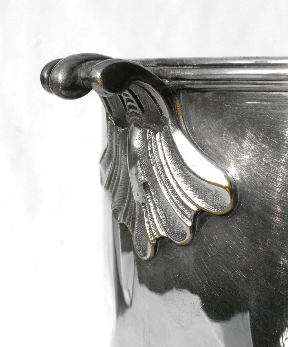 Paire De Seaux &agrave; Champagne En M&eacute;tal Argent&eacute; Blason &amp; Couronne De Marquis , Lion Heraldique XIXe-photo-6