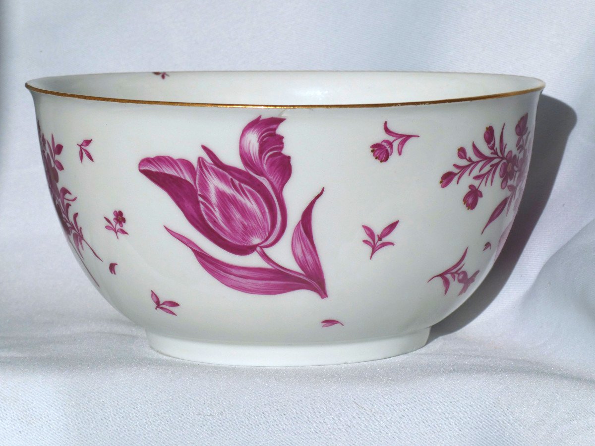 Large Meissen Porcelain Bowl / Salad Bowl Circa 1730, Floral Rose Decor, Kakiemon-photo-3
