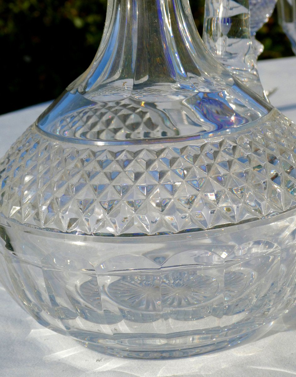 Carafe à Eau En Cristal De Saint Louis , Modele Tommy / Trianon , Pointes De Diamants Broc-photo-2
