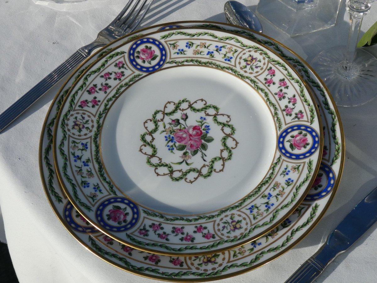 Important Service De Table Porcelaine De Limoges Haviland , Decor Louveciennes Style Marie Antoinette XVIIIe , Sevres Trianon-photo-3