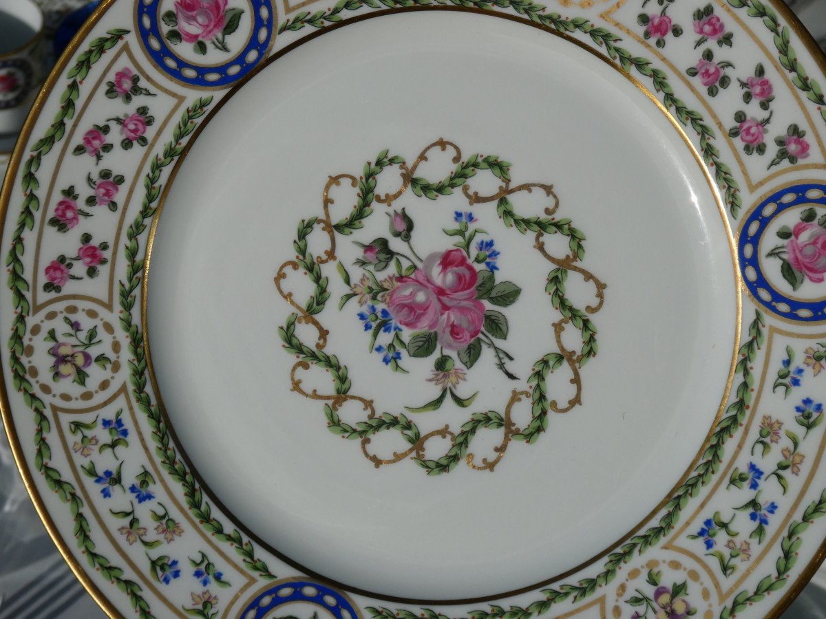 Important Haviland Limoges Porcelain Table Service, Louveciennes Marie Antoinette Decor , Sevres Style-photo-4