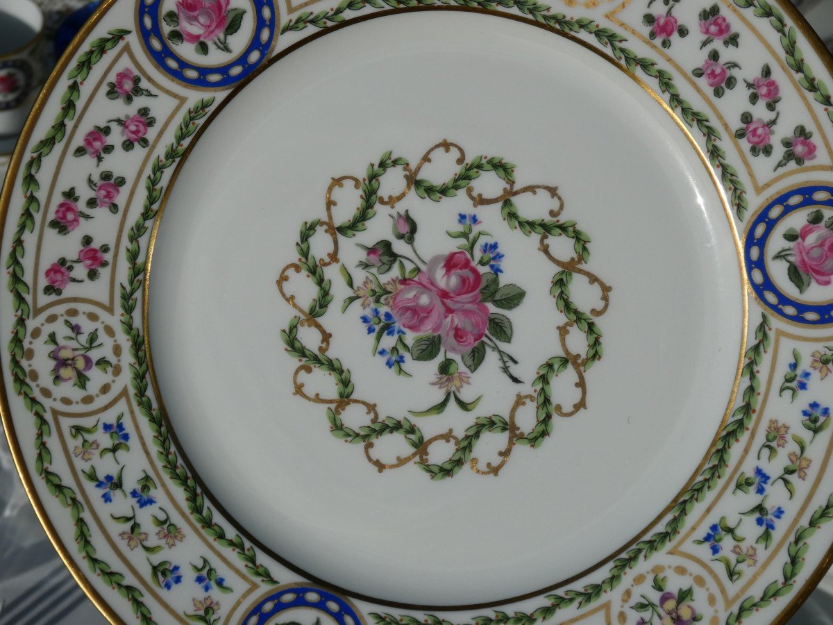Important Service De Table Porcelaine De Limoges Haviland , Decor Louveciennes Style Marie Antoinette XVIIIe , Sevres Trianon-photo-4