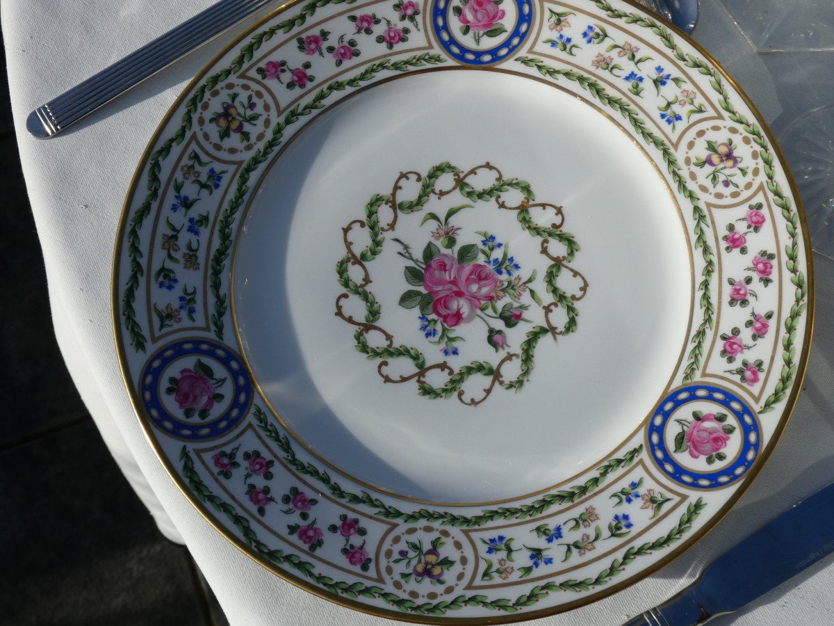 Important Haviland Limoges Porcelain Table Service, Louveciennes Marie Antoinette Decor , Sevres Style-photo-5