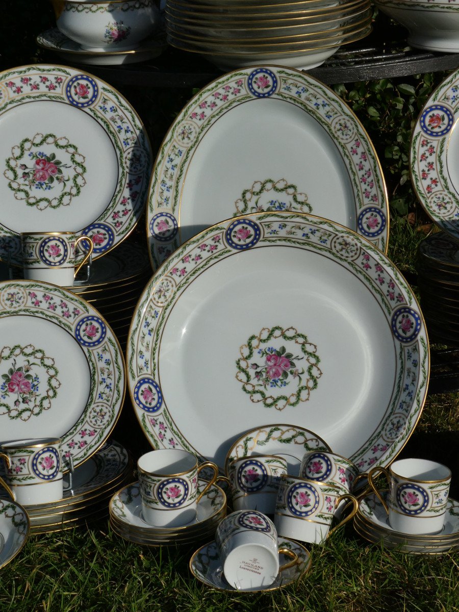 Important Haviland Limoges Porcelain Table Service, Louveciennes Marie Antoinette Decor , Sevres Style-photo-7