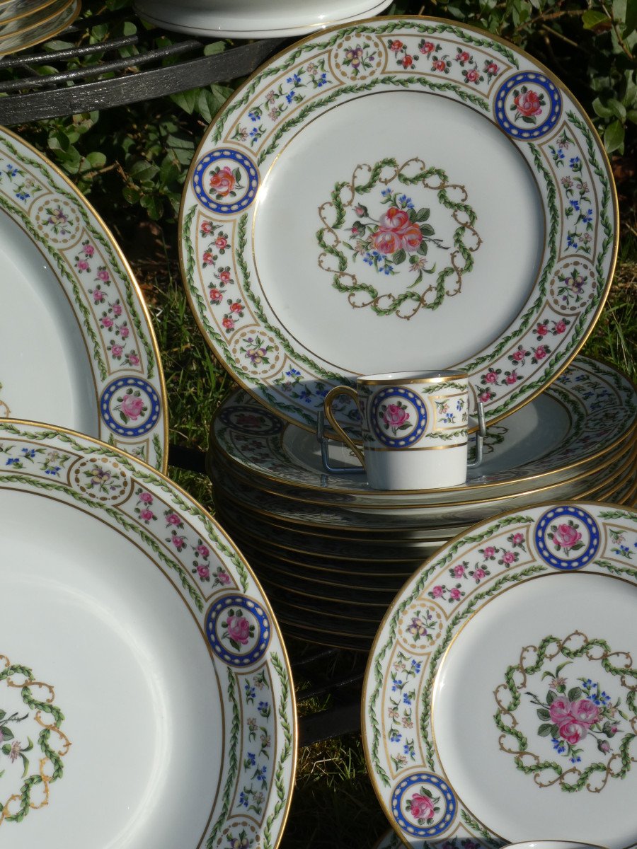 Important Haviland Limoges Porcelain Table Service, Louveciennes Marie Antoinette Decor , Sevres Style-photo-8