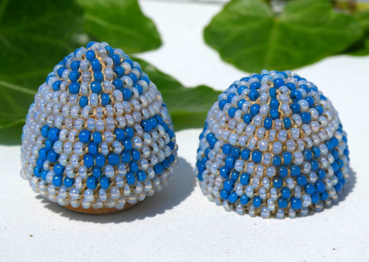 Oeuf Perlé époque Napoléon III , Travail De Broderie XIXe , Curiosités , Porte Dé à Coudre -photo-1