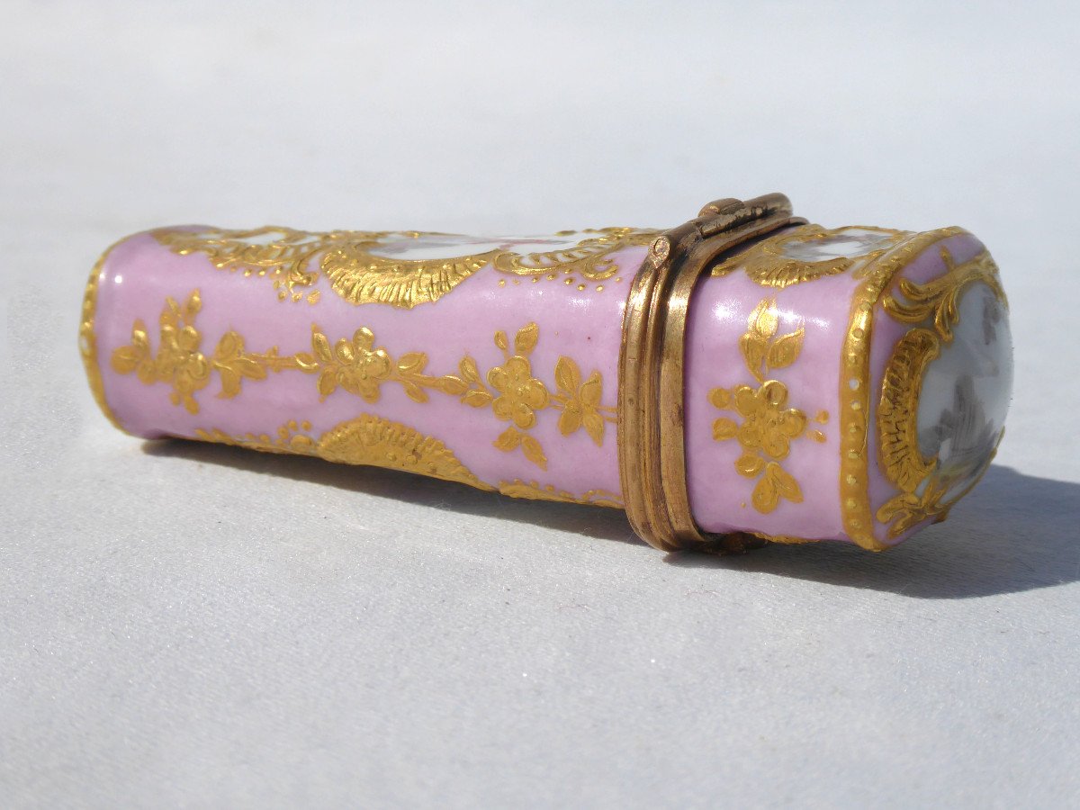 Etui à Parfum En Porcelaine Allemande , Style Louis XV , XVIIIe Siecle , Necessaire , Fiole -photo-2