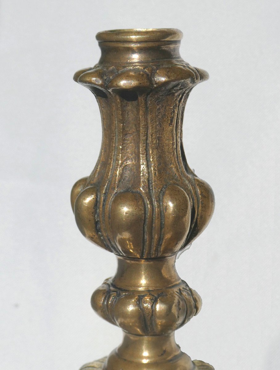 Candlestick / Flambeau In Sterling Silver, Vermeil, Venice 17th Century Period, 1690 Italy -photo-4