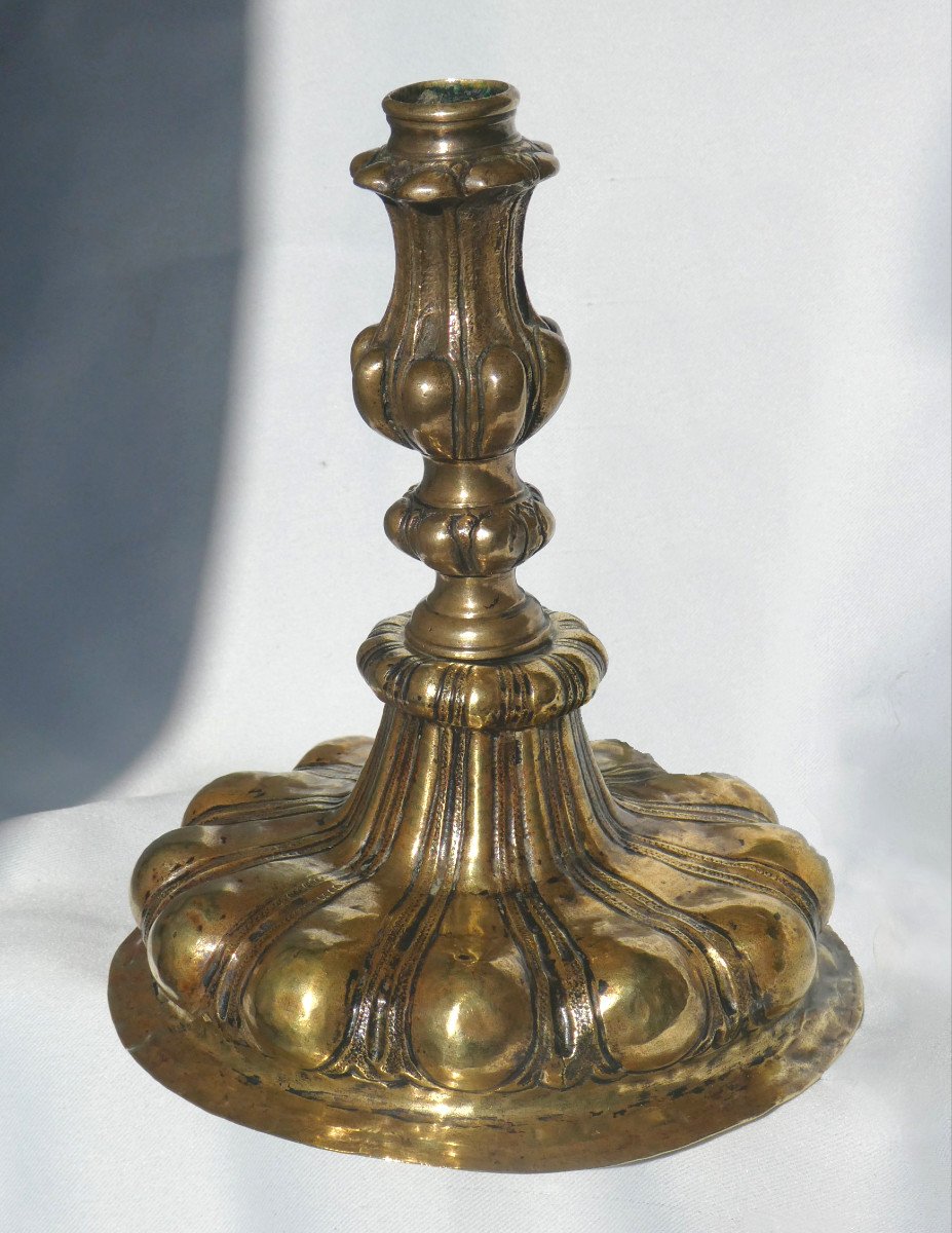 Candlestick / Flambeau In Sterling Silver, Vermeil, Venice 17th Century Period, 1690 Italy -photo-1