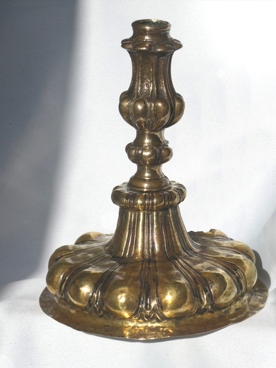 Candlestick / Flambeau In Sterling Silver, Vermeil, Venice 17th Century Period, 1690 Italy 